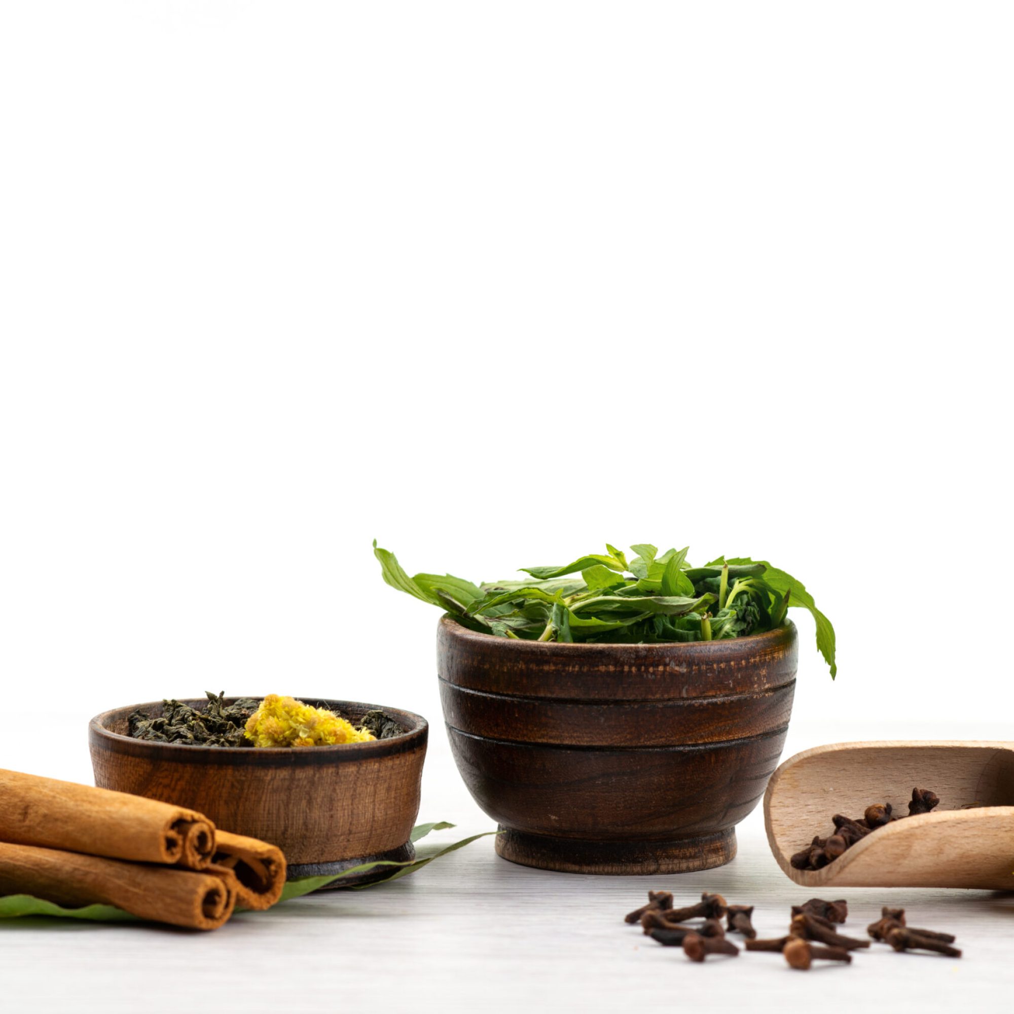 front-view-cinnamon-mint-alogn-with-fresh-tea-white-ingredients-spices-color